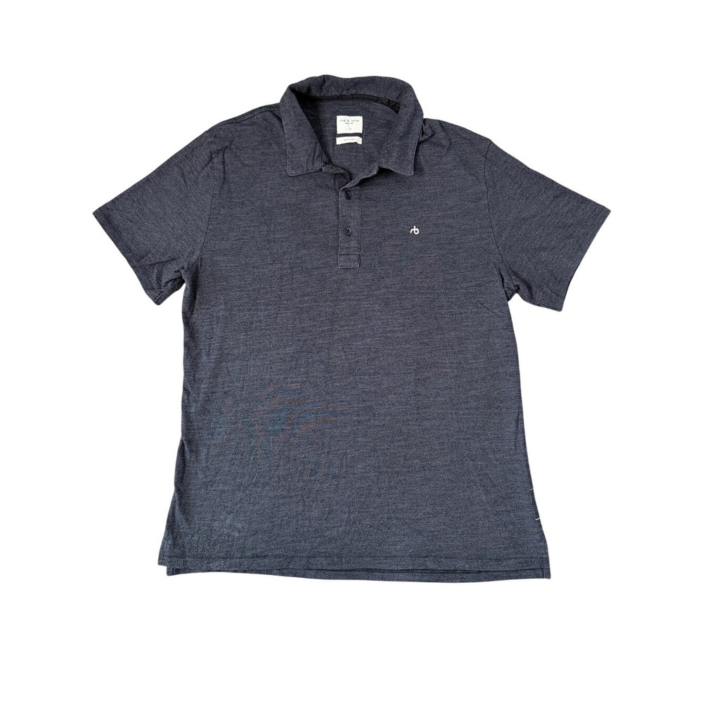 Rag & Bone Men's Charcoal Heather Polo Shirt Large Cotton Blend